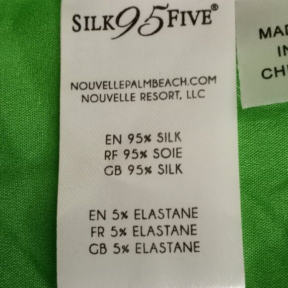 Nouvelle Silk95Five Green Silk Long Sleeve Button Up Tie Front Blouse - Picture 7 of 8